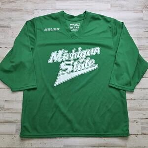 Michigan State Spartans Hockey Jersey Youth Medium/LG Green White Bauer MSU